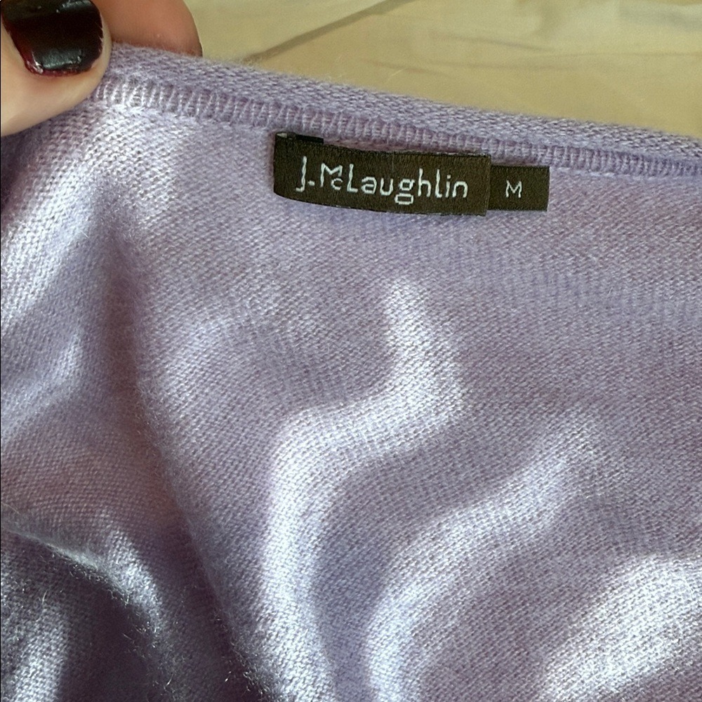 J. McLaughlin Soft‎ Pastel Purple Cashmere Open Front Cardigan Size Medium - Picture 6 of 9